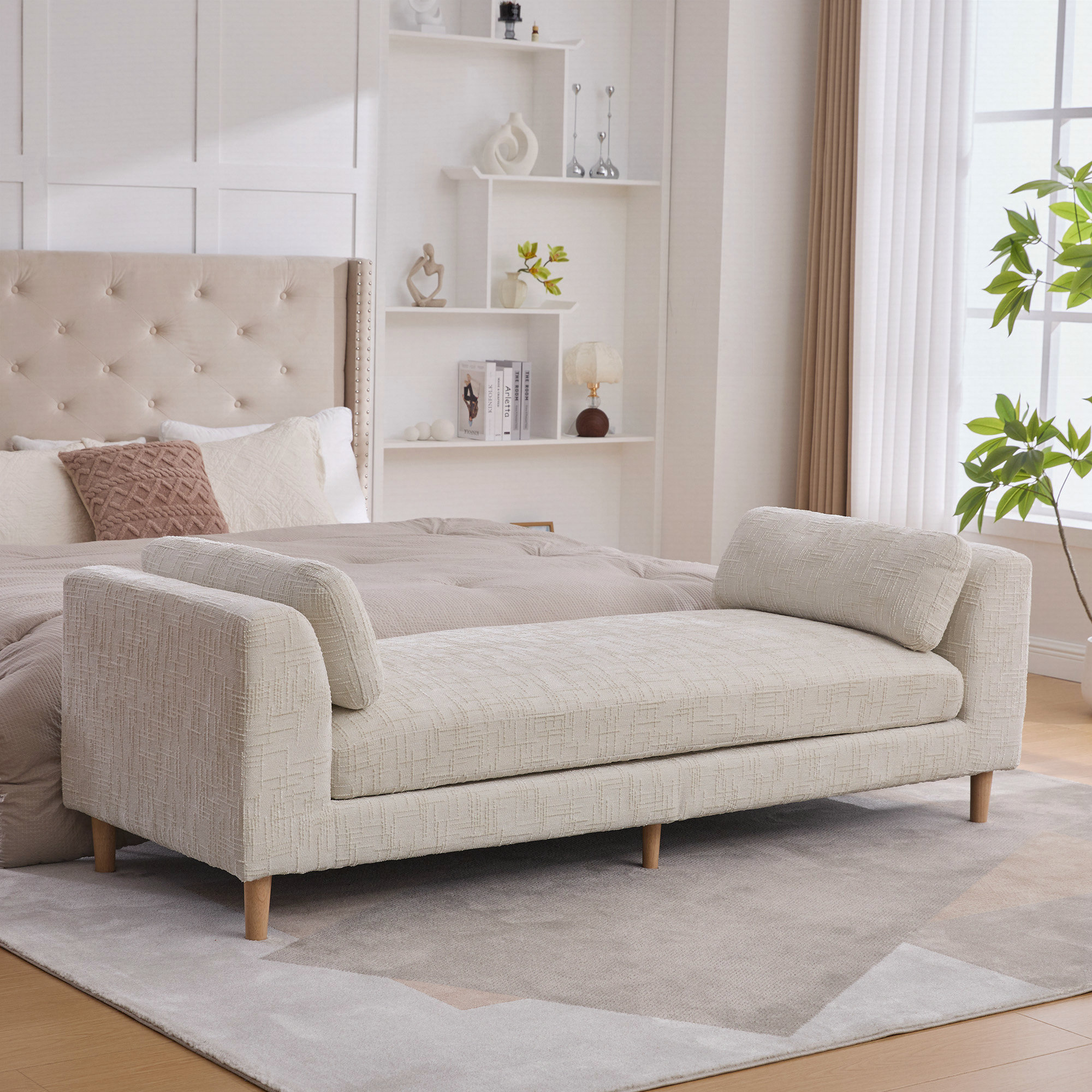 Corrigan Studio 83.1" Wide Modern Upholstered End Of Bed Bench With ...